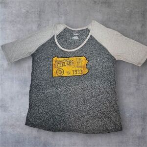 Pittsburgh Steelers Womens XL Raglan T Shirt Gray Football Est 1933 H74